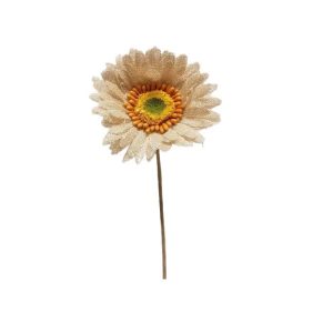 BEIGE BURLAP GERBERA STEM / 17"