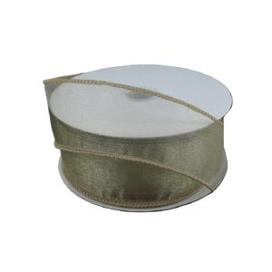 TOFFEE SHEER WIRED RIBBON/1.5"