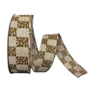 NATURAL LINEN CHEETAH CHEX RIBBON/2.5"