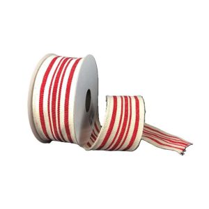 IVORY & RED FRENCH STRIPES/1.5"