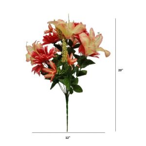CORAL GERBERA LILY ASTILBE BUSH x 14 Stems